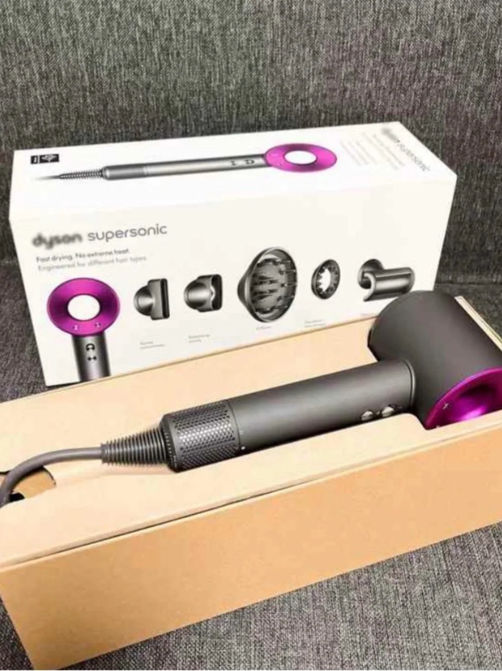 Dyson Supersonic Hair Dryer - Gray with Fuchsia Accents